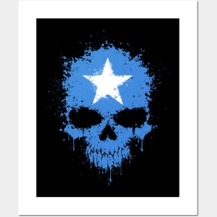 Chaotic Somalian Flag Splatter Skull Posters and Art